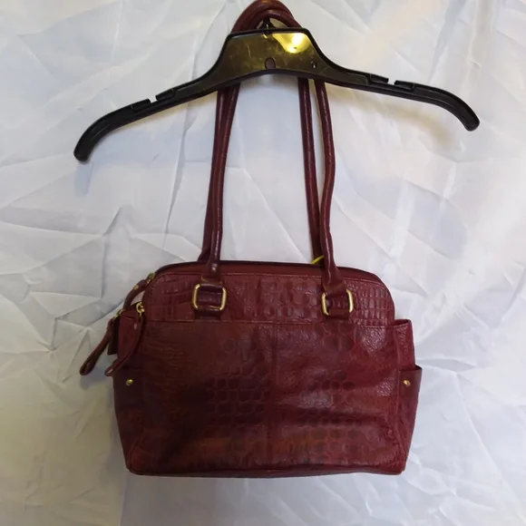 Vintage Great American Leather Works Studded Croc Embossed Shoulder Bag